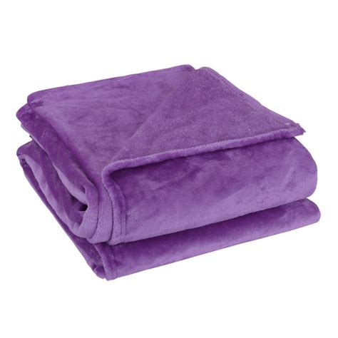 Soft Warm Fleece Blanket Throw Rug Plain Plush Flannel Solid Sofa Bed Blankets Dark Purple 150 X