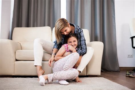 Mother Is Cuddling Her Teenage Daughter Stock Image Image Of Girl Casual 120026031