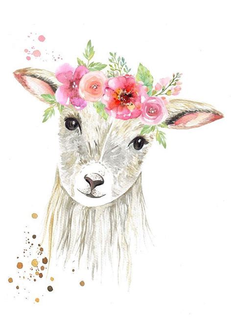 Sweet Lamb With Flower Crown Print In 2019 Rocks Animals а Animal