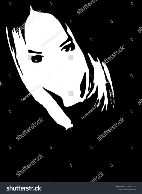 Sexy Young Woman Graffiti Stencil Face เวกเตอร์สต็อก ปลอดค่าลิขสิทธิ์