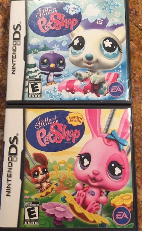 Nintendo Ds 2 Games Lot Littlest Pet Shop Winter Hiver And Garden Jardin