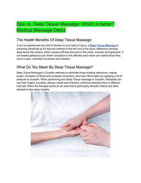 Ppt Spa Vs Deep Tissue Massage Which Is Better Medical Massage Detox Powerpoint Presentation