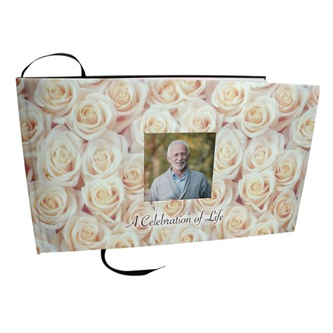 White Roses Matching Themed Celebration Of Life Guest Book For Funer