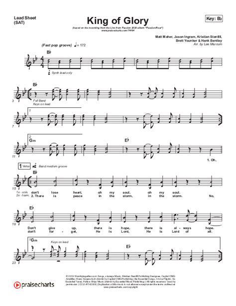 King Of Glory Live From Passion 2020 Sheet Music Pdf Passion Kristian Stanfill Praisecharts