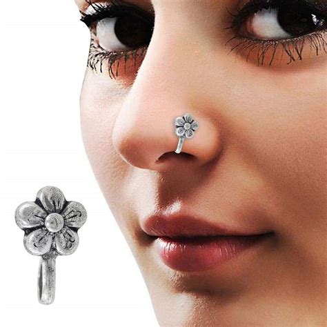 Flower Style Oxidised Nose Pin For Women Available At Best Price In India Trendbux Nosering