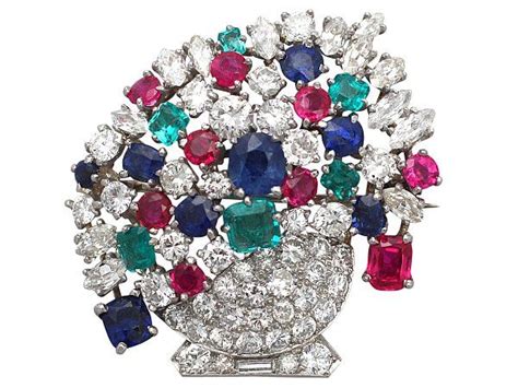 Tutti Fruitti Brooch Vintage Jewelry Blue Sapphire Necklace Diamond