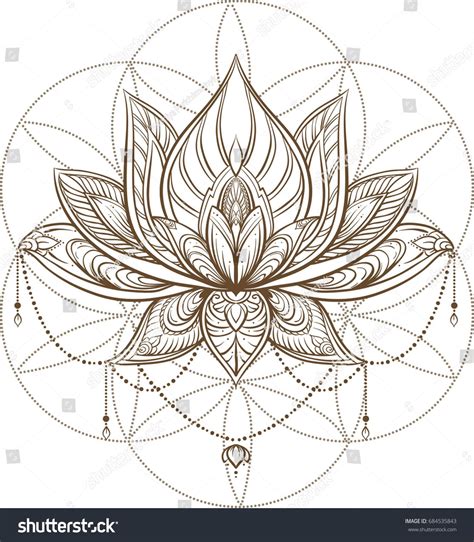 Lotus Flower Sacred Geometry Vector Illustration Stock Vector Royalty