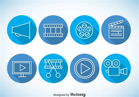 Video Editing Blue Icons Vector 111102 Vector Art At Vecteezy