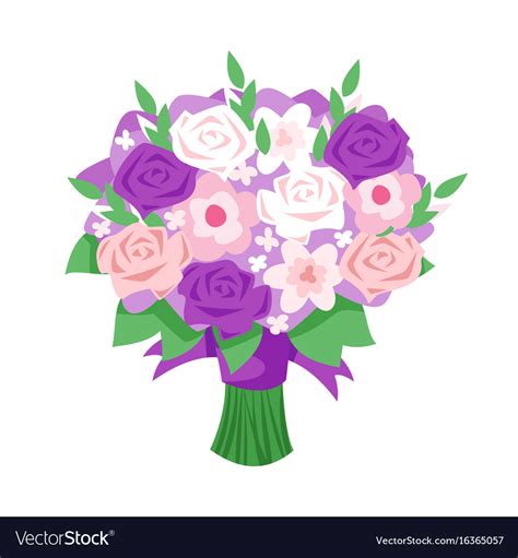 Cartoon Style Bridal Bouquet Royalty Free Vector Image