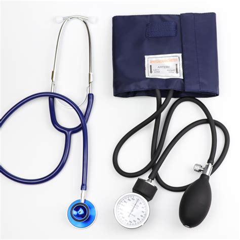 Blue Color Blood Pressure Monitor Bp Cuff Stethoscope Arm Aneroid