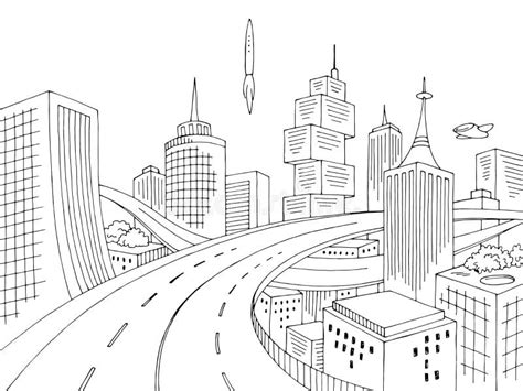 Futuristic City Skyline Coloring Pages