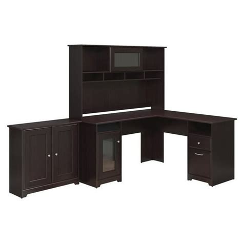 Bush Furniture Cabot L Shaped Desk With Hutch And Low Storage Cabinet