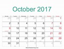 Calendar October 2017 Printable - Printable Word Searches