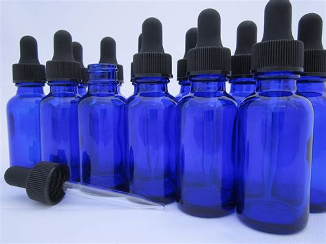 Dropperstop 1oz Cobalt Blue Glass Dropper Bottles 30ml With Tapered Glass Droppers Pack Of