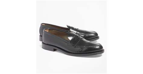 brooks brothers leather cordovan unlined penny loafers in black for men lyst