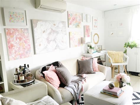 What to think about when decorating a grey and pink living room. Grey and Pink in the Living Room | Fancy Girl Designs