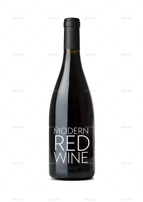 realistic burgundy red wine bottle mock   lnml graphicriver