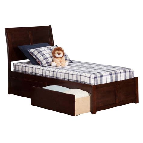 Leo And Lacey Farmhouse Hardwood Storage Platform Bed Twin Xl Walnut