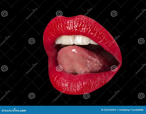 Lips Macro Photo Woman Face Detail Lip Make Up Red Lipstick Tender