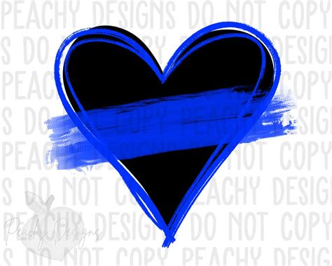 Thin Blue Line Heart Png Digital Download Back The Blue Etsy