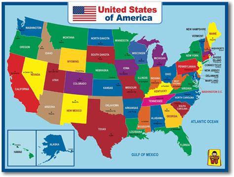 United State Map Laminated Poster Double Side Educational