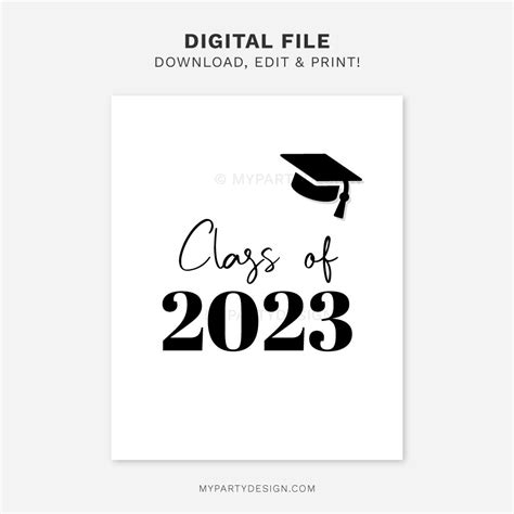 Class Of 2023 Graduation Sign Printable Pdf My Party Design