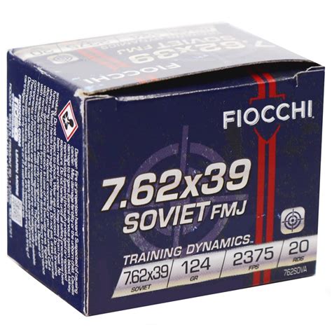 Fiocchi Training Dynamics 762x39mm Soviet Ammo 124 Grain Full Metal