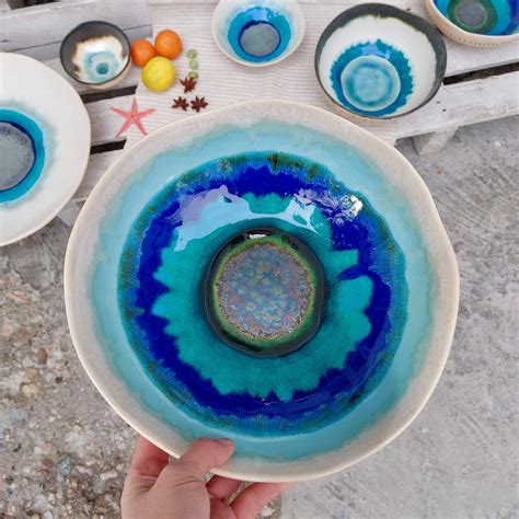 Ceramic Bowl Turquoise Ceramic Handmade Pottery Bowl Etsy