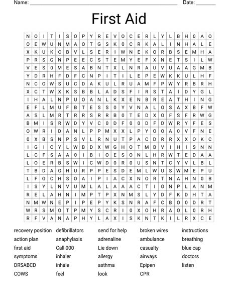 First Aid Word Search Wordmint