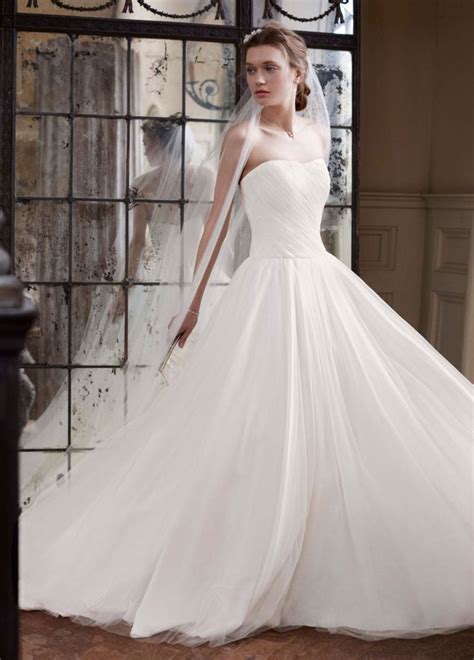 Strapless Ruched Bodice Tulle Ball Gown Davids Bridal Davids Bridal