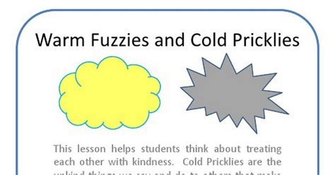 Warm Fuzzies And Cold Prickliespdf Warm Fuzzies Warm Social Emotional