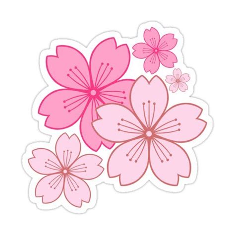 Pink Sakura Blossoms Sticker By Kiiroikat Cool Stickers Floral Stickers Sticker Art