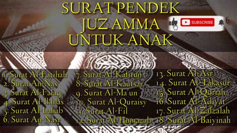 Berikut ini adalah daftar surah juz ke 30 yang semuanya berjumlah 37 surah : Juz Amma Surah Pendek Anak - YouTube