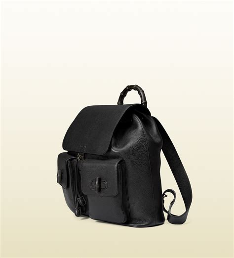 Shop gucci signature leather backpack in black from 250+ stores, starting at rub113184. Gucci Leather Backpack With Bamboo Details in Black for ...