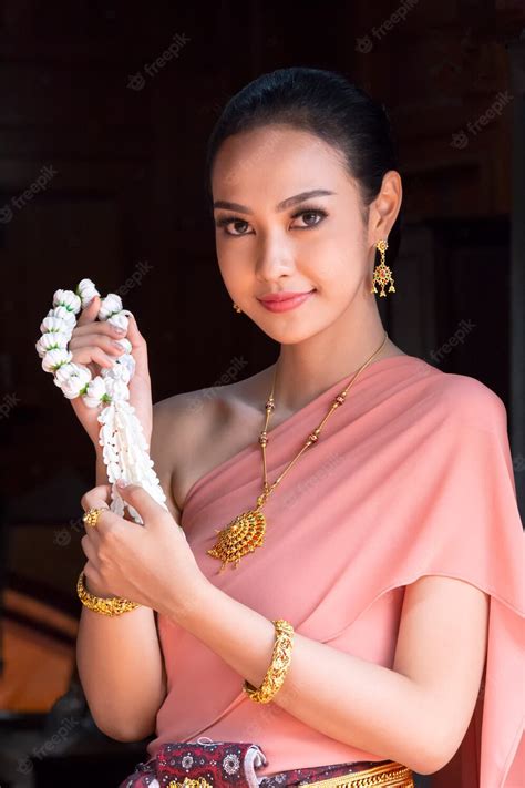 Premium Photo Beautiful Thai Girl In Traditional Dress Costume At Thai Temple Place