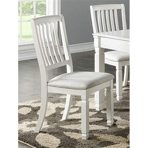 Durable experience and security guarantee. Set of 4 White Wood Dining Chairs with upholstered seat ...