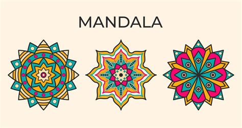 Colorful Collection Of Indian Mandala Pattern Design Concept Vector