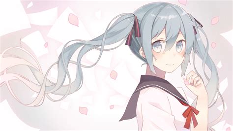 Vocaloid Hatsune Miku School Uniform Twintails Anime Girls