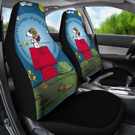 Snoopy Car Seat Covers Snoopy The Flying Ace Cartoon Car Seat Covers
