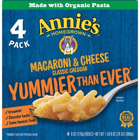 Annies Homegrown Macaroni And Cheese Classic Cheddar 4 Pack