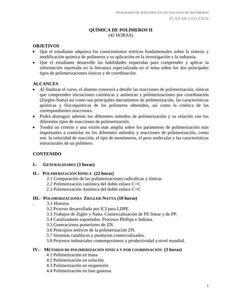 PDF QUÍMICA DE POLÍMEROS II OBJETIVOS ciqa mx reactores de