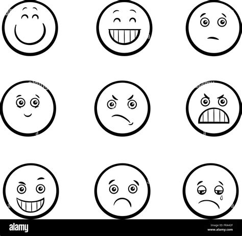 Black And White Cartoon Illustration Of Emoticon Or Emotions Like Sad