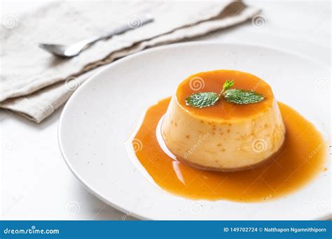 Homemade Caramel Custard Pudding Stock Photo Image Of Isolated