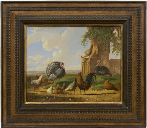 Albertus Verhoesen Paintings For Sale Turkeys And Chicken In A