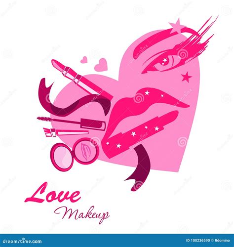 Love Makeup Beauty Logo Emblem In Form Of Girl Face Stock Vector