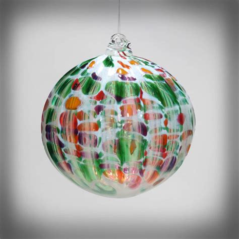 Hand Blown Glass Christmas Ornament Suncatcher Ball Multi Etsy