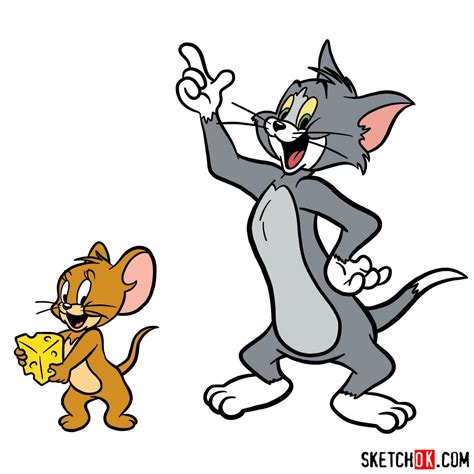 How to draw Tom and Jerry together - Sketchok easy drawing guides