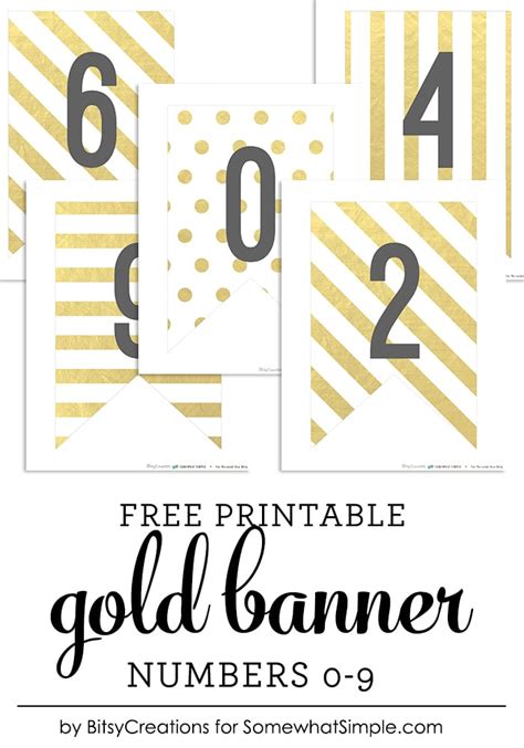 Free Printable Gold Banner Numbers Somewhat Simple