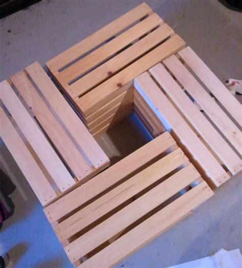 Custom wine crate a coffee table made with 6 wine crates in a rectangle shape with center opening for decor. 13 Creative DIY table designs for all styles and tastes