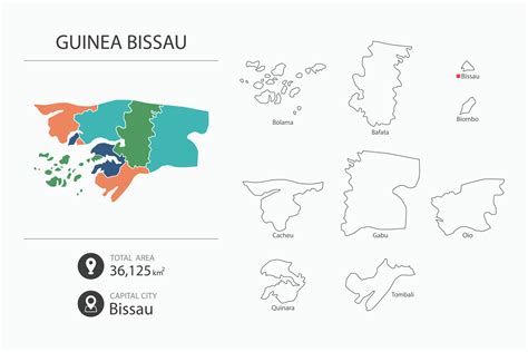 Mapa De Guinea Bissau Con Mapa Detallado Del País Elementos Del Mapa